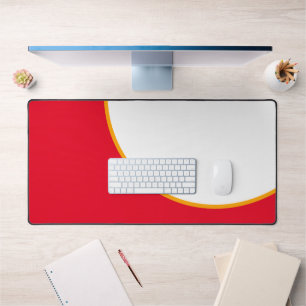 Chic Colourful Bright Red Yellow Curves On White Desk Mat