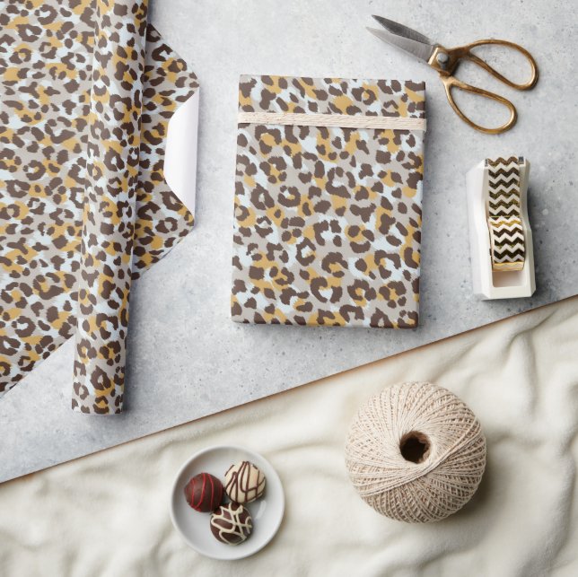 Chic colourful brown gold cheetah print wrapping paper (Crafts)