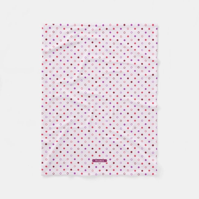 Chic colourful coral purple polka dots pattern fleece blanket (Front)