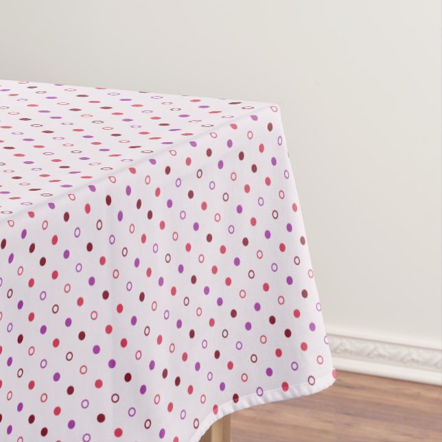 Chic colourful coral purple polka dots pattern tablecloth (In Situ)