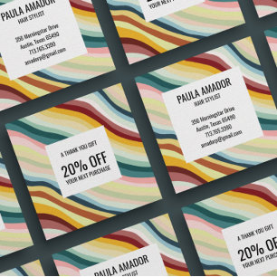 Chic Colourful Curvy Waves Handmade Discount Card