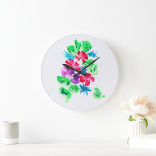 Chic Colourful Floral Bouquet Large Clock