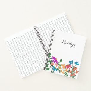 Chic Colourful floral pattern personalised White Notebook