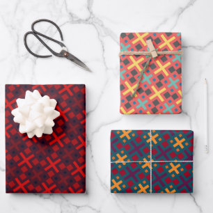 Chic Colourful Geometric Cross Rectangle Pattern Wrapping Paper Sheet