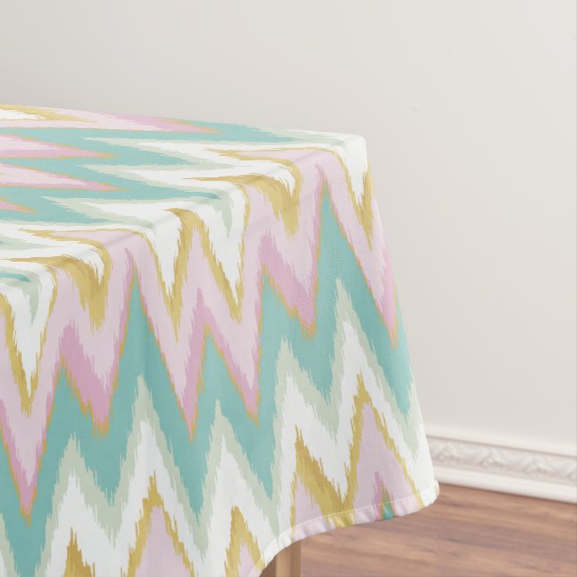 Chic colourful girly ikat tribal chevron pattern tablecloth (In Situ)