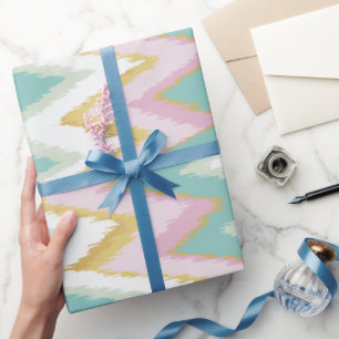 Chic colourful girly ikat tribal chevron pattern wrapping paper