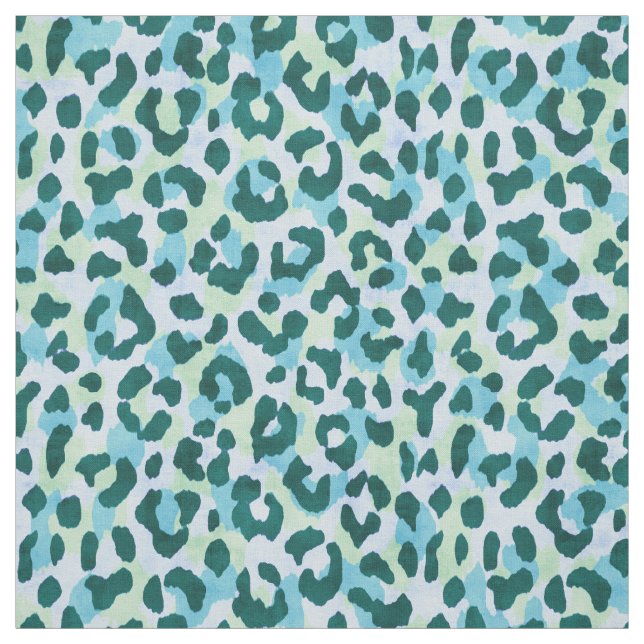 Chic colourful green cheetah print pattern fabric (Swatch)