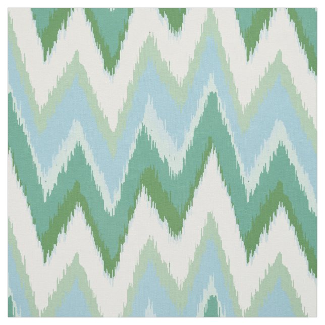 Chic colourful green ikat tribal chevron pattern fabric (Swatch)