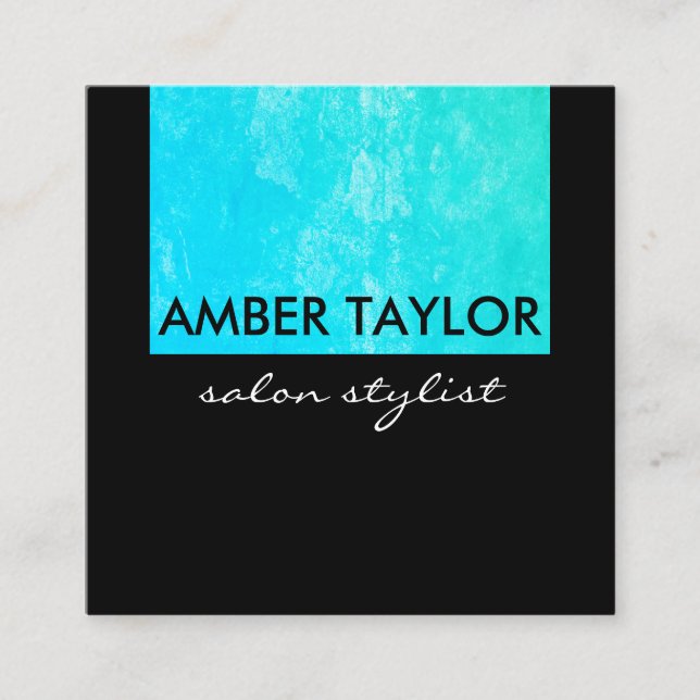 Chic Colourful Grunge Square Business Card (Front)
