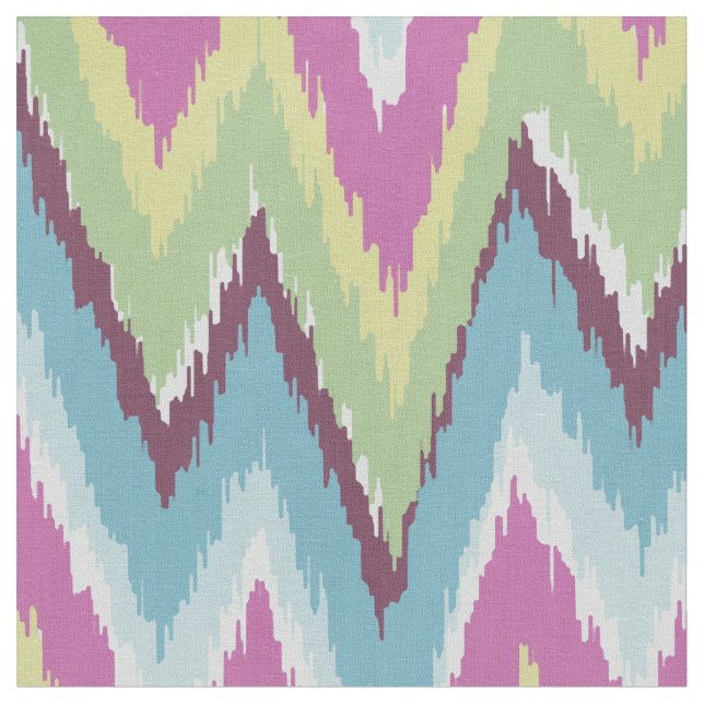 Chic colourful ikat tribal chevron pattern fabric (Close Up)