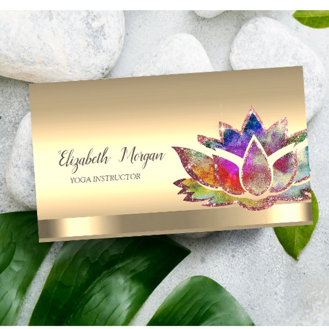 Chic Colourful Lotus Flower Yoga Instructor Business Card (Creator Uploaded)