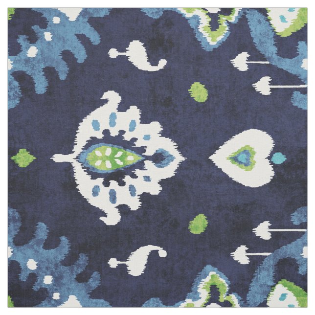 Chic colourful naby blue ikat tribal patterns fabric (Swatch)