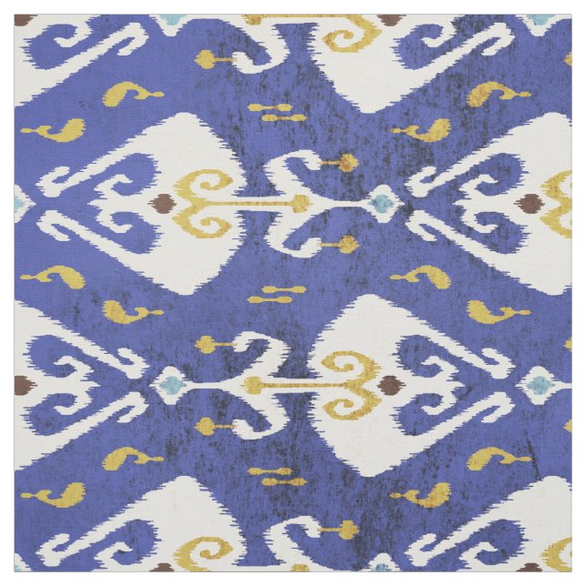 Chic colourful naby blue ikat tribal patterns fabric (Swatch)
