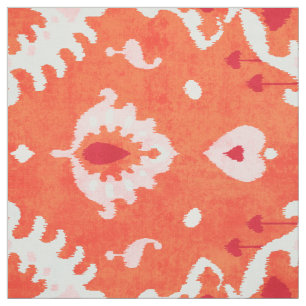 Chic colourful orange ikat tribal pattern fabric