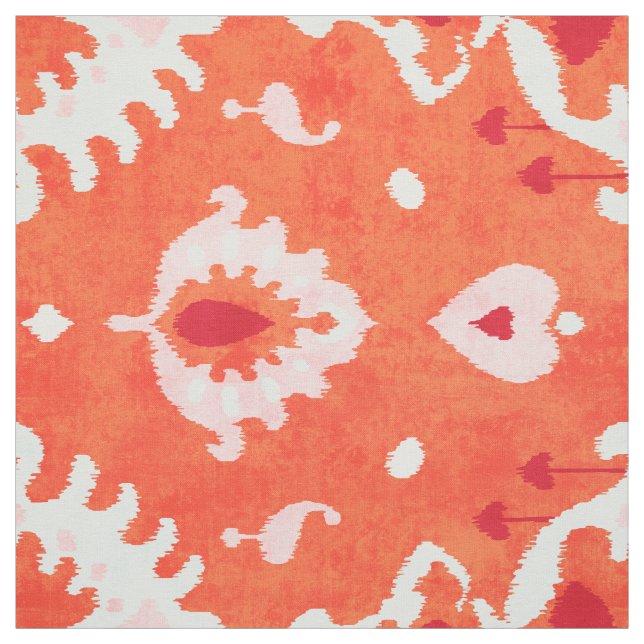 Chic colourful orange ikat tribal pattern fabric (Swatch)