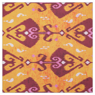 Chic colourful orange ikat tribal pattern fabric