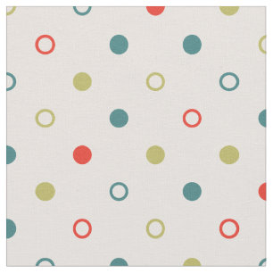 Chic colourful orange teal green polka dots fabric
