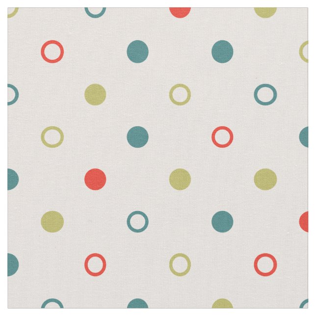 Chic colourful orange teal green polka dots fabric (Close Up)