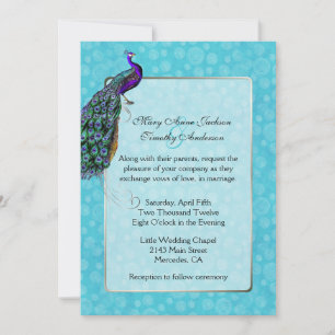 Chic Colourful Peacock Wedding Invitation