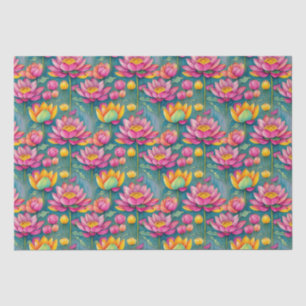 Chic Colourful Pink Lotus Flower Botanical Greener Tissue Paper