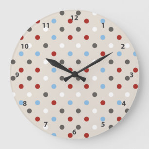 Chic Colourful Polka Dots Pattern Large Clock