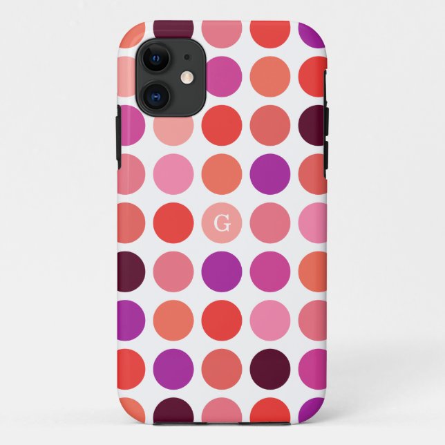Chic colourful polka dots pattern monogram Case-Mate iPhone case (Back)