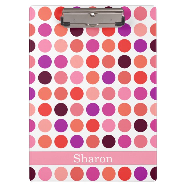 Chic colourful polka dots pattern monogram clipboard (Front)