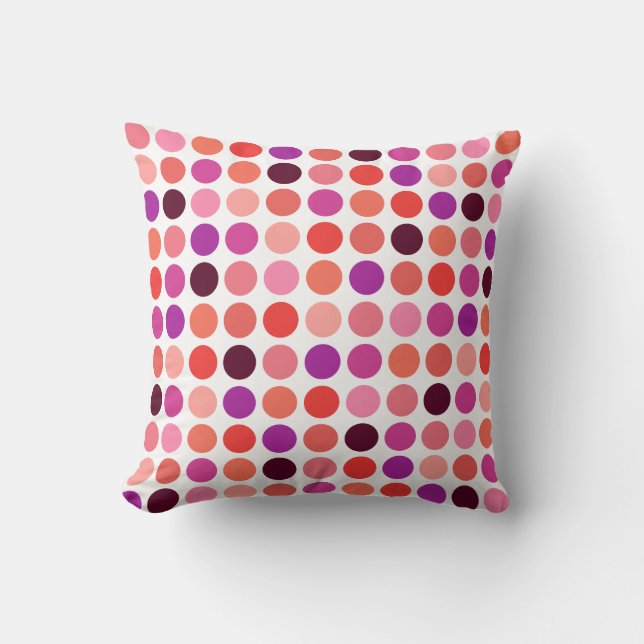 Chic colourful polka dots pattern monogram cushion (Front)