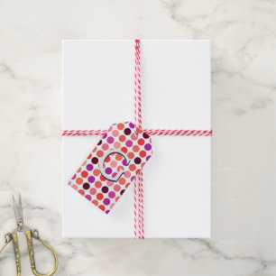 Chic colourful polka dots pattern monogram gift tags