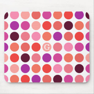 Chic colourful polka dots pattern monogram mouse pad