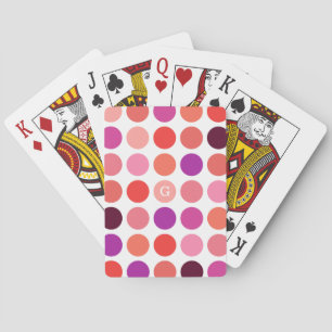 Chic colourful polka dots pattern monogram playing cards