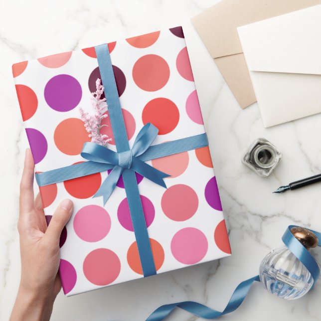 Chic colourful polka dots pattern monogram wrapping paper (Gifting)
