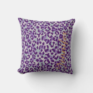 Chic colourful purple cheetah print monogram cushion