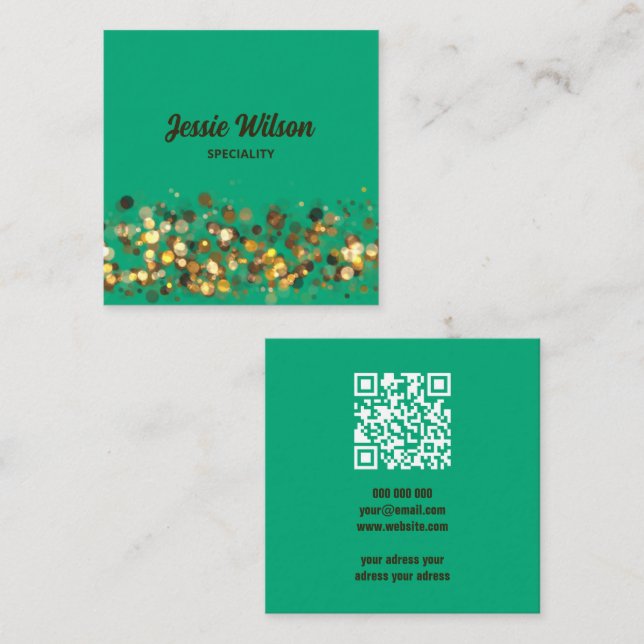 Chic colourful QR Code modern  Square Business Card (Front/Back)