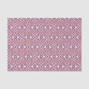 Chic colourful red and purple ikat damask patterns tissue paper