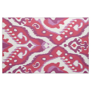 Chic colourful red and purple ikat tribal patterns fabric