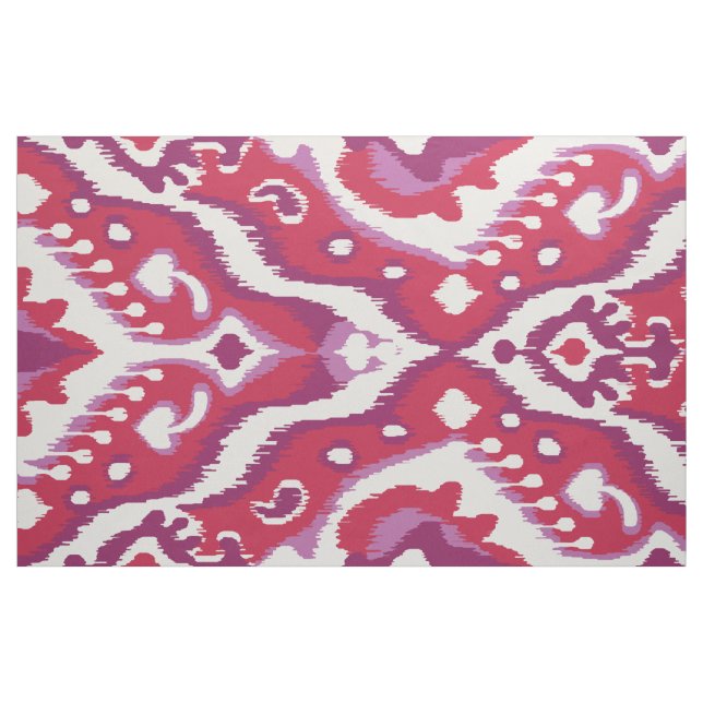 Chic colourful red and purple ikat tribal patterns fabric (Fat Quarter)