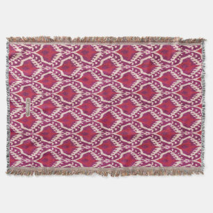 Chic colourful red and purple ikat tribal patterns throw blanket