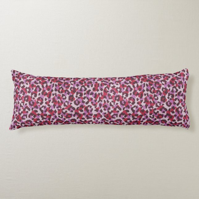 Chic colourful red purple cheetah print pattern body cushion (Front)