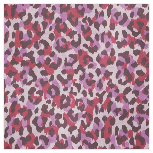 Chic colourful red purple cheetah print pattern fabric (Swatch)
