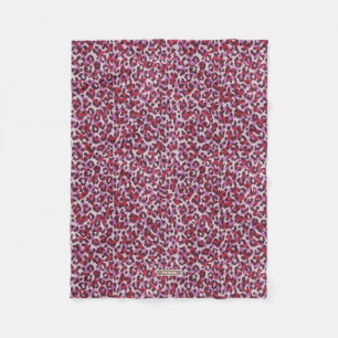 Chic colourful red purple cheetah print pattern fleece blanket
