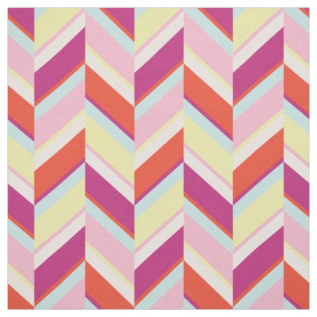 Chic colourful red purple geometric chevron patter fabric (Swatch)
