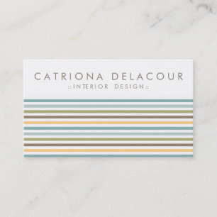 Chic Colourful Retro Stripes Pattern Business Card