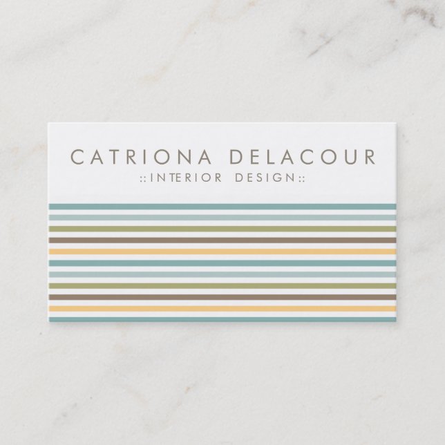 Chic Colourful Retro Stripes Pattern Business Card (Front)