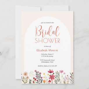 Chic Colourful Spring Wildflower Arch Bridal Showe Invitation
