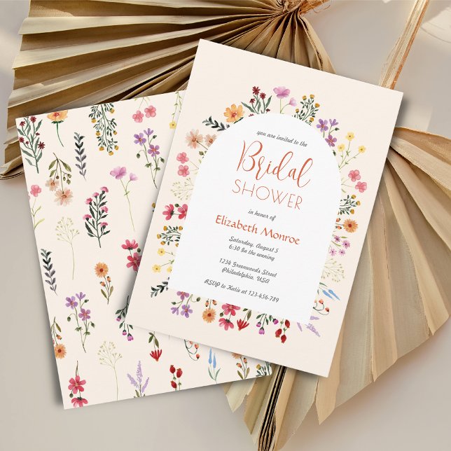 Chic Colourful Summer Wildflower Arch Bridal Showe Invitation (Creator Uploaded)