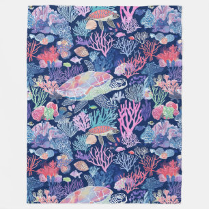 Chic colourful turtle fleece blanket