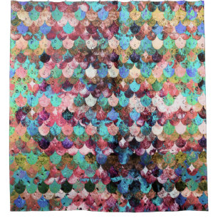Chic Colourful Water Mermaid Fish Scales Shower Curtain