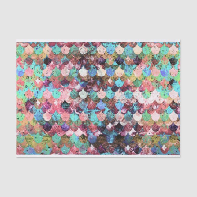 Chic Colourful Water Mermaid Fish Scales Tissue Paper (Front)