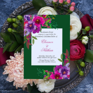 Chic Colourful Watercolor Flowers Summer Wedding Invitation